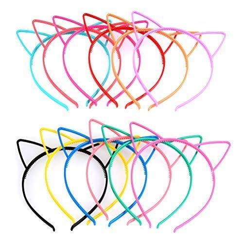 TIMESETL Fascia per Gatto Orecchie per Ragazza 12 Colori per Gatto Luminoso per Trucco/Giorni giornalieri/Costume Cosplay, Fascia per Gatto Colorata