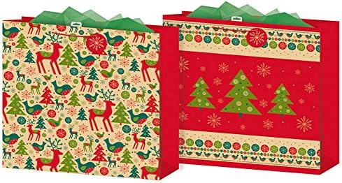 Reusable Square Jumbo Christmas Bag 15.75x15.75" Woven Bag for Life - Traditional Santa