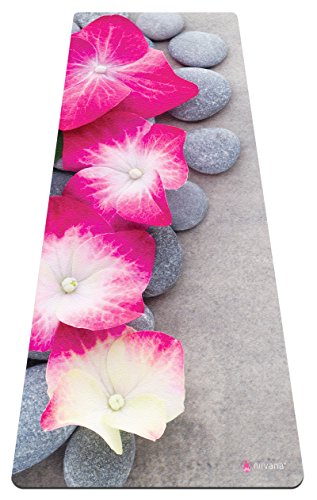 Esterilla premiun de yoga y toalla suave, caucho natural, biodegradable, respetuoso con el medio ambiente, antideslizante para Bikram Yoga, Hot Yoga, Ashtanga Vinyasa, pilates, Pink Hydrangea Spa