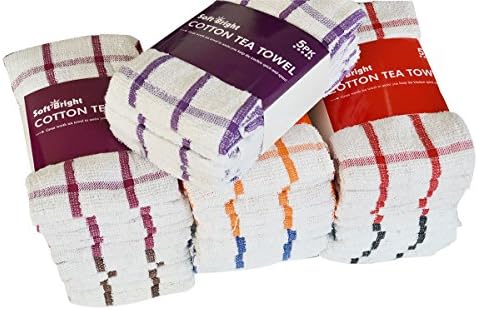 5 Pack Cotton Terry Kitchen Tea Towels Absorbing Clean Cloth Large 60 x 36cm