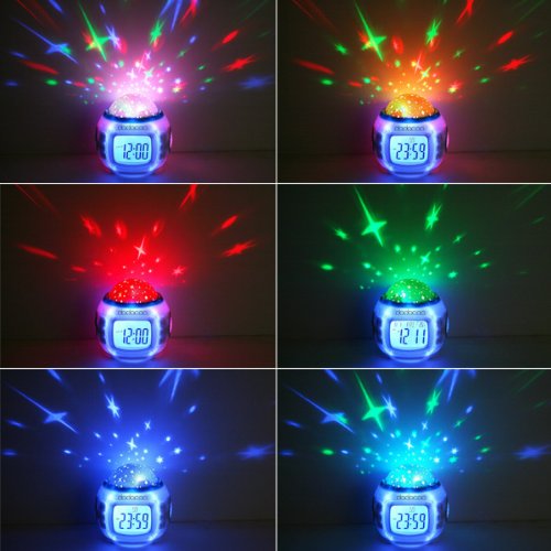 Musik Wecker LED Digital Wecker für Kinder mit Sternenhimmel Projektion Nachtlicht und Farbwechsel Thermometer - 8