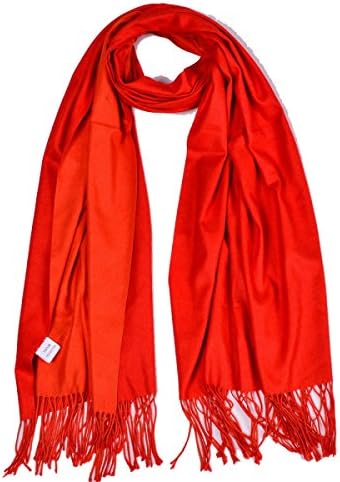 SCRAF Women's Fashion Tassels Scarves Double-sided Shawls Parcels Cloak Cardigan,Red-65*180CM