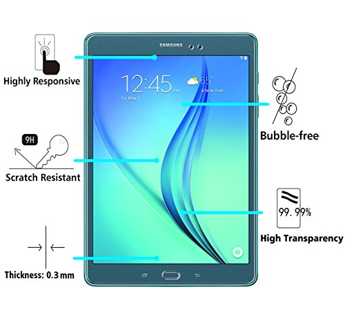 Samsung Galaxy Tab A 9.7 Zoll (SM-T550) Panzerglas Schutzfolie, iVoler® Premium Panzerglasfolie folie Displayschutzfolie Hartglas Gehärtetem Glas DisplayPanzerglas Schutzfolie Displayschutz Tempered Glass Screen Protector für Samsung Galaxy Tab A 9.7“ (SM-T550) – 0,3mm Dünn, 9H Härtegrad, 2.5D Abgerundete Kanten – [Kratzfest][Hohe Transparenz] [Fingerabdruck-frei][Blasenfrei]-Lebenslange Garantie - 2