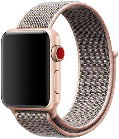 Apple Watch Strap 38mm/42mm, Hongtianyuan Woven Nylon Sport Loop Band Wristband Replacement Bracelet for iWatch Apple Watch Series 3, Series 2, Series 1 (38mm, Pink)