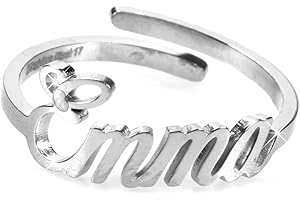 Flowers Anello Donna Con Nome in Acciaio inossidabile, Scritta Nome in Corsivo. Misura regolabile