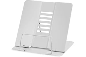 WuGU Leggio pieghevole, regolabile per bambini, multifunzione, in metallo per libri, disegni, iPad, ricette (grigio)
