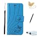 Produktbild Sony Xperia XA2 Handyhülle,Sony Xperia XA2 Hülle,TOUCASA Brieftasche flip PU leder ledercase magnet leder klappbar Hülle etui tasche 360 grad Karte Halterung Kartenfächer extra Dünn Klapphülle [Liebe] Schmetterlinge Sea Wave für Sony Xperia XA2-Blauer Schmetterling+ Gratis Touch Stylus Pen & Staubstecker