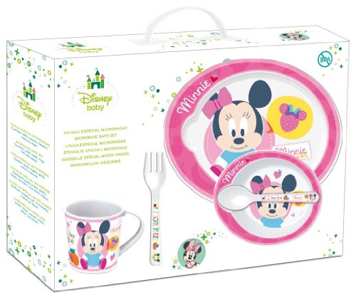 Stor 30579 Disney Minnie Baby Feeding Set of 5 Pieces with Plate, Bowl, Cup, Fork and Spoon, Pink