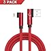 Produktbild Hovinso Lightning to USB Kabel für iPhone Verbindungskabel 90 Grad Right Angle Cable [3 Pack 1M] Rot Datenkabel für iPhone 8/7/7 Plus/6 Plus/6S/5S/5C/5/iPad Air 2/Mini 3 iPod 5 iPod Nano 7