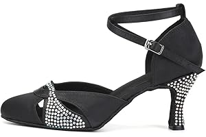 AOQUNFS Tanzschuhe Damen Latein Geschlossene Satin Strass Salsa Tango Bachata Ballsaal Performance Tanzschuhe,L157