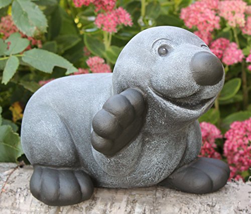 Steinfigur Maulwurf winkend in Schiefergrau, Figur, Deko, Garten - 3