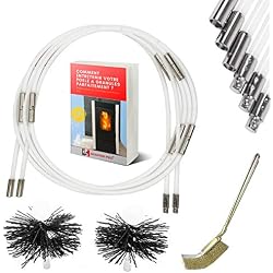 SHAFFER PRO - kit ramonage poele pellet 6m - herisson ramonage 80 mm et 100 mm EASYFLEX [ Ebook Offert pour poêle à pellets granules ] 10 cannes de ramonage flexible home kit