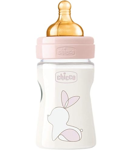 Chicco Biberon Bien-Être En Verre 150 Ml Tétine Silicone Flux Lent 0+ Mois
