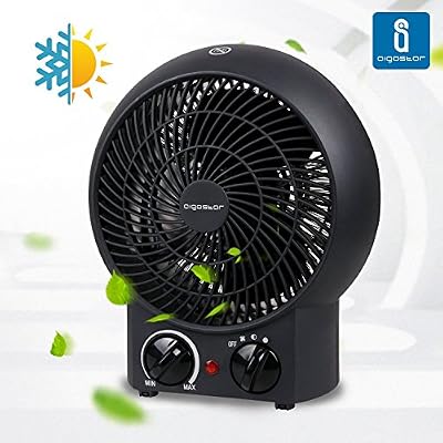 Aigostar Airwin Black 33IEL - Chauffage électrique de 2000 W de couleur noir. Régulateur de température et de puissance. Design d'Aigostar.