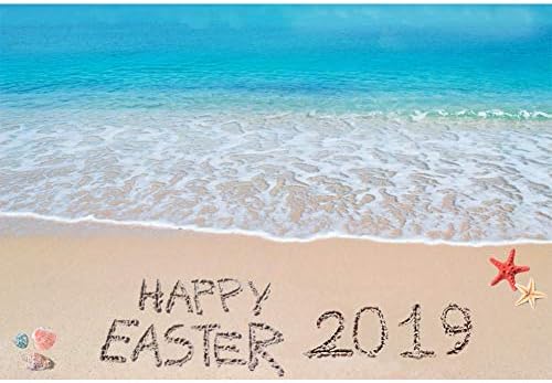 Cassisy 1.5x1m Vinyl Easter Backdrop HAPPY EASTER 2019 Tropical Sand Beach Starfish Waves Photography Backdrops for Photo Shoots Party Photo Background Studio Props