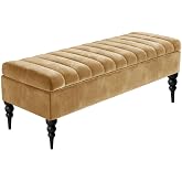 R&M Furnishers Sierra Velvet Storage Ottoman - Mustard Gold, 120x40x40cm, Plush Footstool, Bench, Coffee Table With Lid