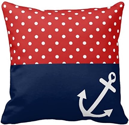 Home Decorative Square Pillow Case Cushion Cover 24X24 Inches Classic Polka Dot Nautical Love