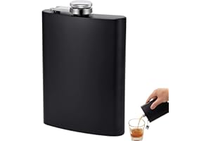DGN Petacas Negro 240ml/8oz para Licor Acero Inoxidable, Hip Flask de Whisky Portátil de Acero Inoxidable de Rosca para Aguardiente y Alcohol para Camping Barbacoa Fiesta