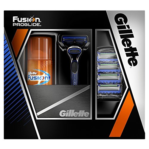 Gillette Fusion Proglide Men's Razor Gift Set with Three Razor Blades and 75 ml Shaving Gel