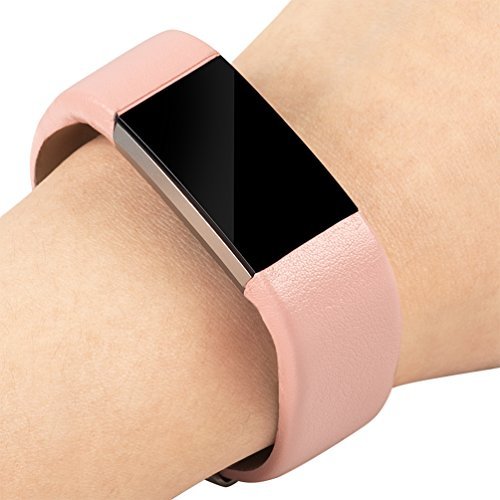 Für Charge 2 Zubehör Band, Wearlizer Luxe echtes Leder Ersatzband für Sport Fitness Tracker Fitbit Charge 2 - 4