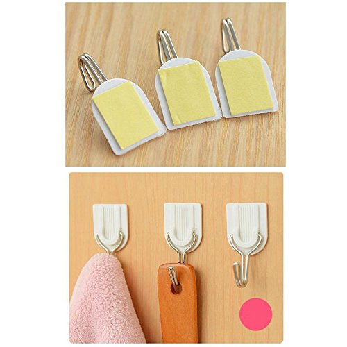 SwirlColor 6 Stück Self Adhesive Starke Sticky Hooks Starke Kleine weiße Kunststoffhaken - 2