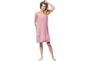 Aomig Saunakilt Damen Sauna Zubehör Saunahandtuch 80*140 cm Knopffrottee Gummizug Saunarock Elastische Taschen Saunakleid Damen Grösse Anpassen Saunatuch Hamamtuch Saunakilt Tragbar Badetücher Frauen