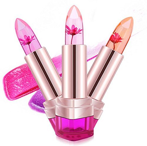 CINEEN Professionell Farbwechsel Lip Gloss Jelly Moisturizing Kristallgelee Lang anhaltende Lippenstift, 3er Pack - 7