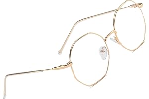 Voolga Classici Retrò Occhiali Luce Blu, Blocco della Cefalea Anti Affaticamento Occhiali per Computer, Leggero Protezione degli Occhi Occhiali da Gioco con Primavera Cerniere