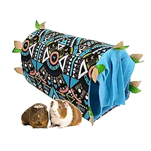 Guinea Pig Hideout Cave with Curtain, Hamster Hideaway Tunnel, Small Animals Cage Accessories Sleeping Habitats