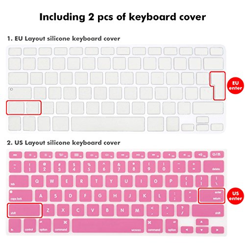 MacBook Pro 13 Retina Hülle Schale, iNeseon Ultra Slim Gummierte Hartschale Tasche Cover Shell, US Rosa und EU Transparent Tastatur Abdeckung Schutzhülle für Apple MacBook Pro 13.3 Zoll mit Retina Display Modell:A1502 und A1425 (Rosa) - 4