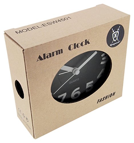 Königswerk Wecker mit 3D-Ziffern und lautem Alarmton, geräuschlos, Quarzuhrwerk, analog – schwarz - 6