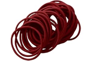 Fashion Yo 50Pcs Girls Women 2.5mm Thin School Uniform Endless Hair Elastics Bobbles Hair Ties Bands Ponios Ponytail Holders (Burgundy)
