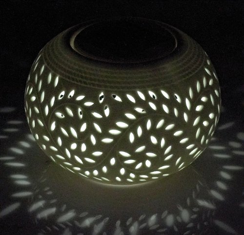 Lunartec Solar-Dekoleuchte aus Porzellan mit Farbwechsler / weißer LED - 6