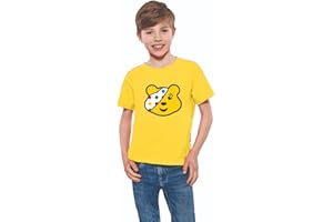 STREETWISE CLOTHING QUALITY CASUAL WEAR Spotty Day T-Shirts 2024 – Pudsey Inspired Bear Tee for Children Support in Need, Kids' School Spot Face Top for Men & Women
