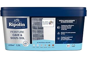 RIPOLIN - Peinture Cave & Sous-sol Intérieur - Résiste à Contre-pression de L'eau - Anti-Suintements & des Moisissures - Microporeuse - Anti-infiltrations - Lessivable - Satin - 2,5L - Blanc