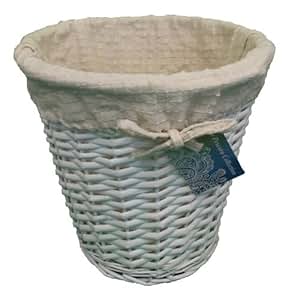 Kleine weiße Papierkorb Rund mit herausnehmbarem Innenfutter Bad