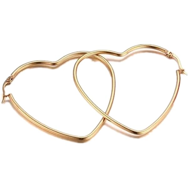 Orecchini A Cerchio Cuore Cavo Grandi – Boho Vintage – Regalo Per Donne E Ragazze – Colore Argento - 2