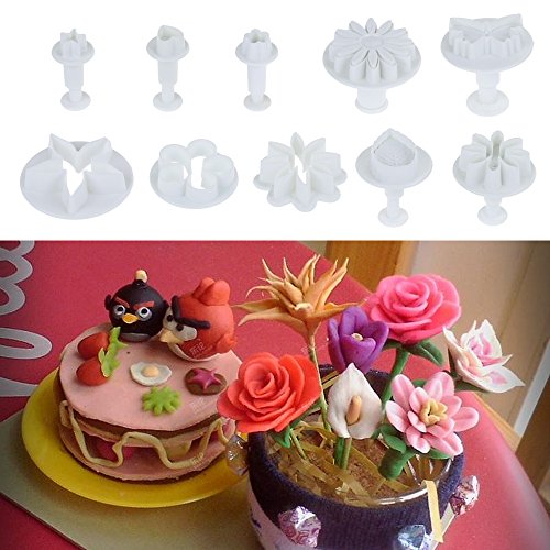 Rovtop 47-teilige Set Fondant Ausstecher Ausstechformen Auswerfer Stempel Tortendeko insgesamt 14-teilige Blumenmodellierungswerkzeuge und 13-teilige Ausstechformen Auswerfer - 4