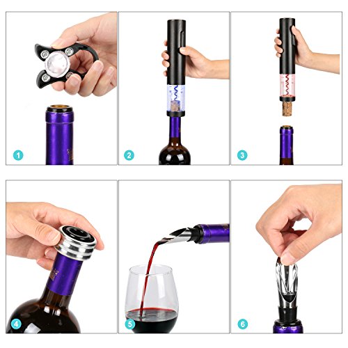 Aidodo Elektrischer Korkenzieher Wein Elektrisch Weinöffner Set mit Folienschneider Wein Ring und Weinkorken Wein Ausgießer - 3