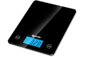 Kabalo Black Kitchen Household Food Cooking Weighing Scale 5kg capacity 5000g/1g, Batteries Included! Flat Slim Design, Premier LCD Digital Electronic, with blue backlight