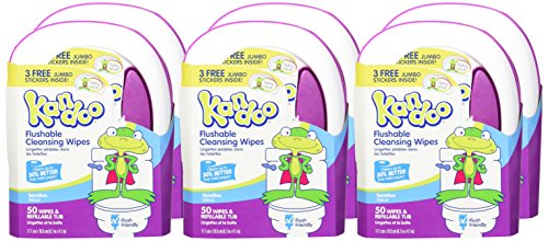 Pampers Kandoo Flushable Wipes, Sensitive, 50 Count Tub (Pack Of 6)