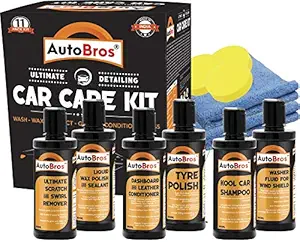 Auto Bros Large Car Care Kit (6 Pcs of 300ml + 2 Microfiber Cloths + 3 Foam Pads)