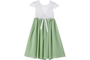 Beganly Mädchen Festtagskleider Spitze V-Rücken Kleid ärmellos Flauschig Tüll Prinzessin Partykleid Blumenmädchen Kleider