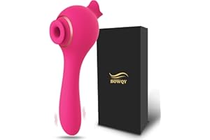 BOWQY 3 in 1Elettrico massaggiatore,Ṥucchia e Lînguá Çlitòrīdè per Donna massaggiatore,con Stîmólàtóre Çlîtórîde,10 * 10modalità 100% Impermeabile (rosa-12)