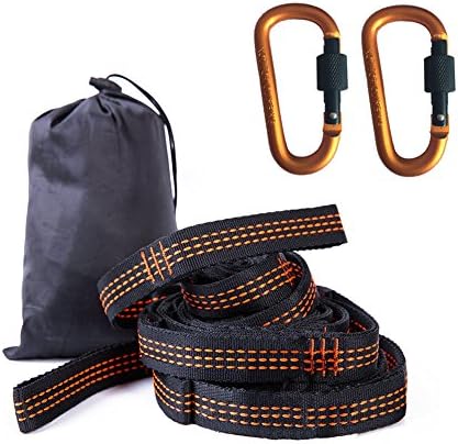 Easy Setup 2200 LBS+ Heavy Duty Hammock Tree Hanging Straps(Set of 2), lightweight, no stretch polyester, with 14 loops, 2 premium carabiners, free size (106x1 in)