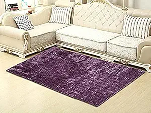 SPA FURNISHING Anti Skid Washable Carpet Rug for Bedroom Home and Living Room (Purple, 3 x 5)