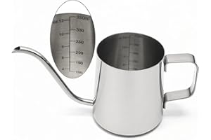 TOMALITHIC Cafetière à Bec Long et Étroit 350 Ml, Pichet à Café Col de Cygne, Avec Long Bec Étroit, Suspendues en Acier Inoxydable, pour La Cafetière Goutte à Goutte du Bar à La Maison-Argent