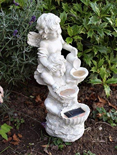 Jolie fontaine solaire chérubin pour jardin et patio