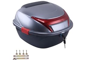 ‎KIMISS Motorrad-Tour-Heckbox, KIMISS Kofferraum-Gepäck-Top-Lock-Aufbewahrung Heckbox Helm-Gepäck-Aufbewahrung Topcase Große Kapazität Universal für Elektromobile (Silbergrau, große Größe)