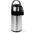 3L/5L Pump Action Air Pot Flask with Vacuum Insulated, Safety Lock & Carry Handle for Drink, Tea & Coffee by Crystals® (3L Air Pot Flask)